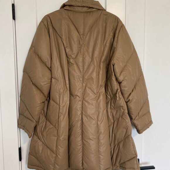 Tan‎ Puffer Long Down Jacket Insulated Coat Women's Plus SIze 18 - Picture 3 of 9
